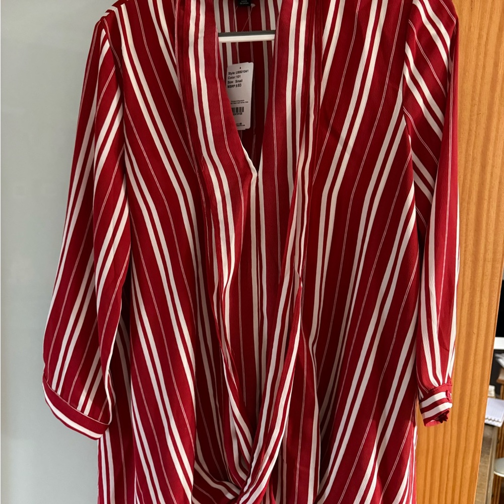 Suzanne Betro Red and White Striped Blouse